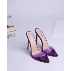 Paris Purple Pointed Stiletto Peep Toe Mules